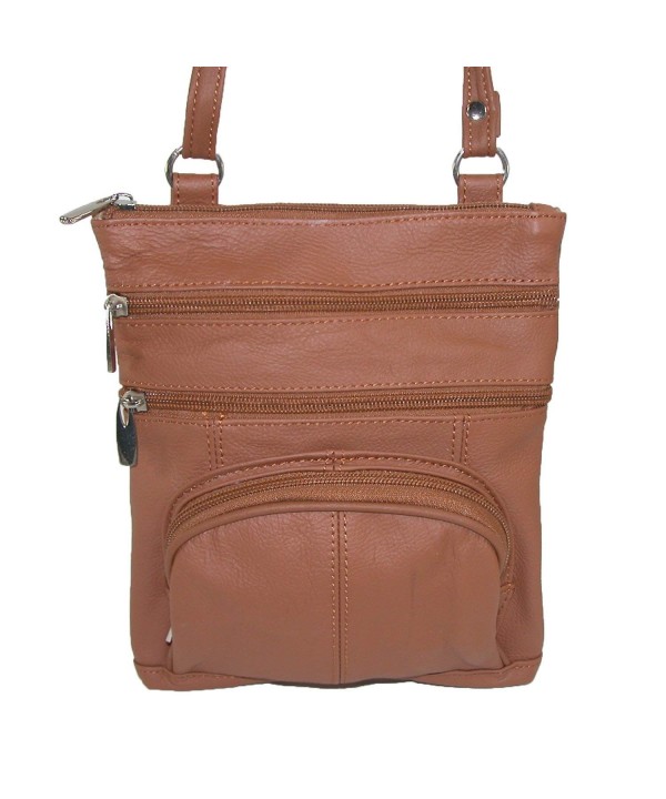 CTM Womens Pocket Leather Crossbody