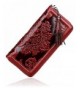 PIJUSHI Leather Wallets Wristlet Red