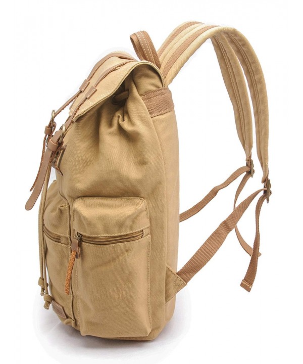 Vintage Canvas Backpack- Tan - Protects Laptops up to 15.6 Inches - Tan ...