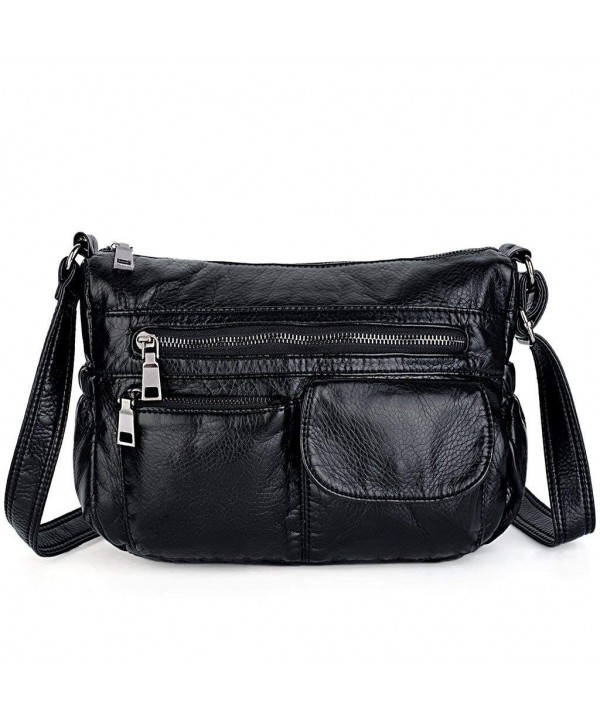 Women Crossbody Bag PU Leather Purse Daily Shoulder Bag - Black ...