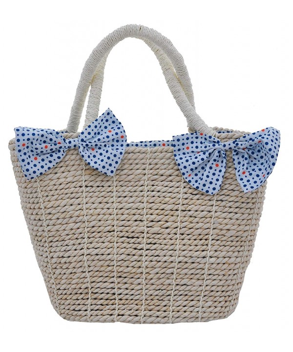 MODA Straw Tote Flowers Polka