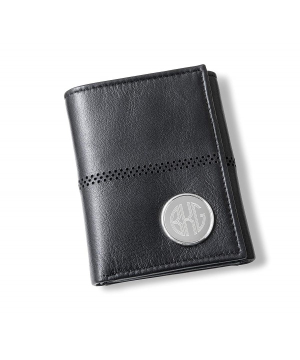 Personalized Black Leather Tri Fold Wallet