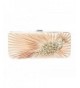 Peacock Rhinestone Clutch 10 inch Champagne