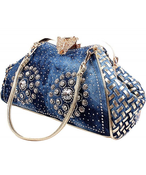 COOFIT Womens Knitted Handbags Rhinestone