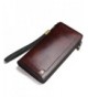 Contacts Genuine Leather Wristlet Red Brown