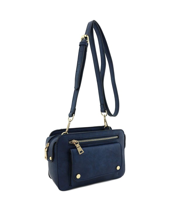 Faux Leather Square Crossbody Blue