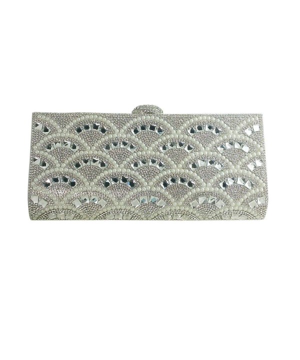 Rhinestone Simulated Pearls Evening Clutch