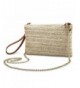 Straw Zipper Wristlet Clutch Womens