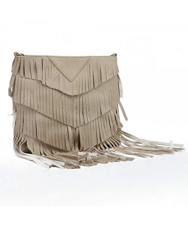 Apricot Fringe Leather Crossbody Shoulder