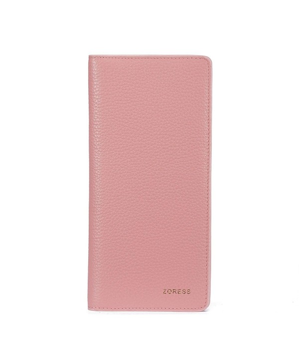 Women's RFID Genuine Leather Ultrathin Bifold Long Wallet - Pink ...