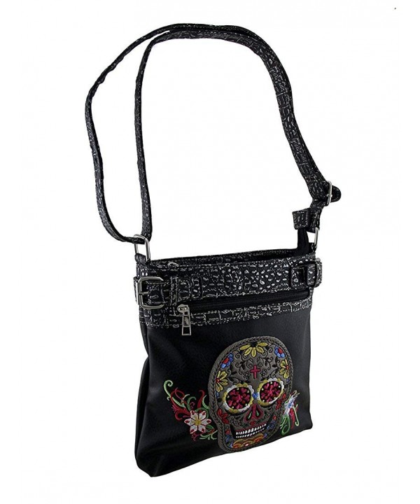 Womens Embroidered Floral Concealed Crossbody