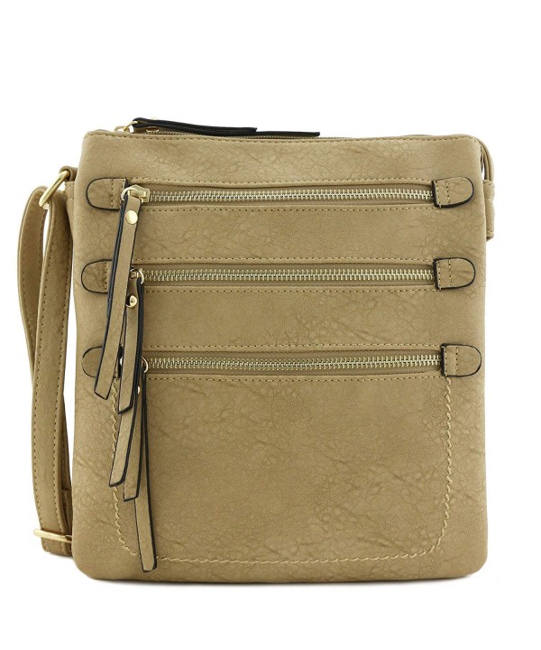 Double Compartment Triple Zippers Crossbody