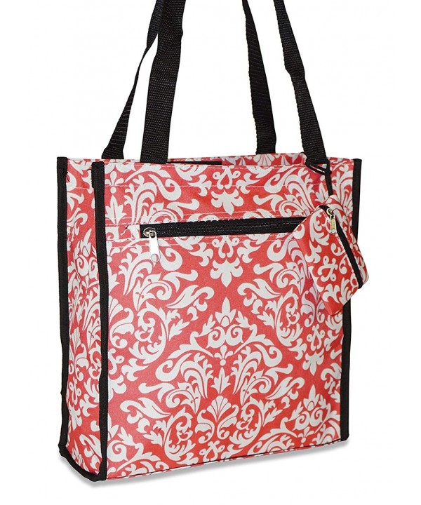 Ever Moda Damask Tote Coral