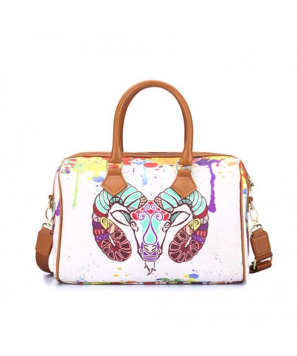 Handle Shoulder Buckets Printed Satchel