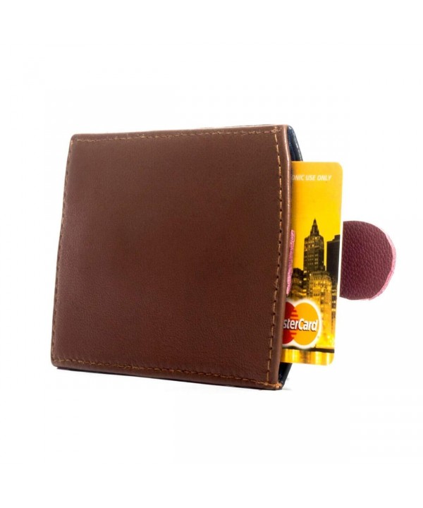 Slim Genuine Leather Wallet With Pull Tab Sleeve Card Holder Caramel Brown Navy Blue And Maroon C112ihtyfzx