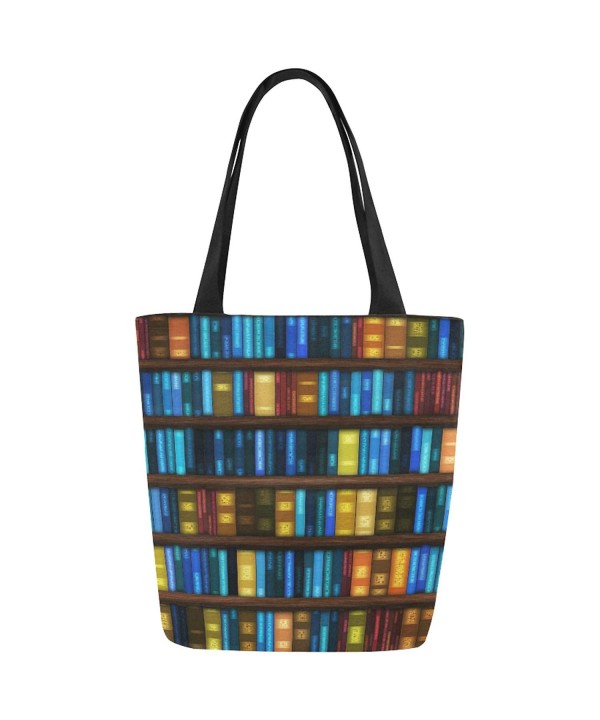 InterestPrint Bookshelf Canvas Shoulder Handbag