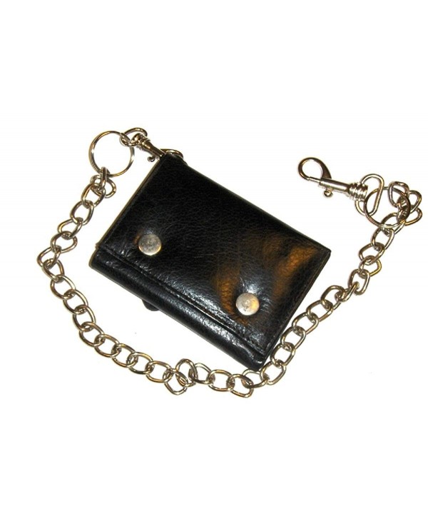 Leather Trifold Biker Wallet Chain