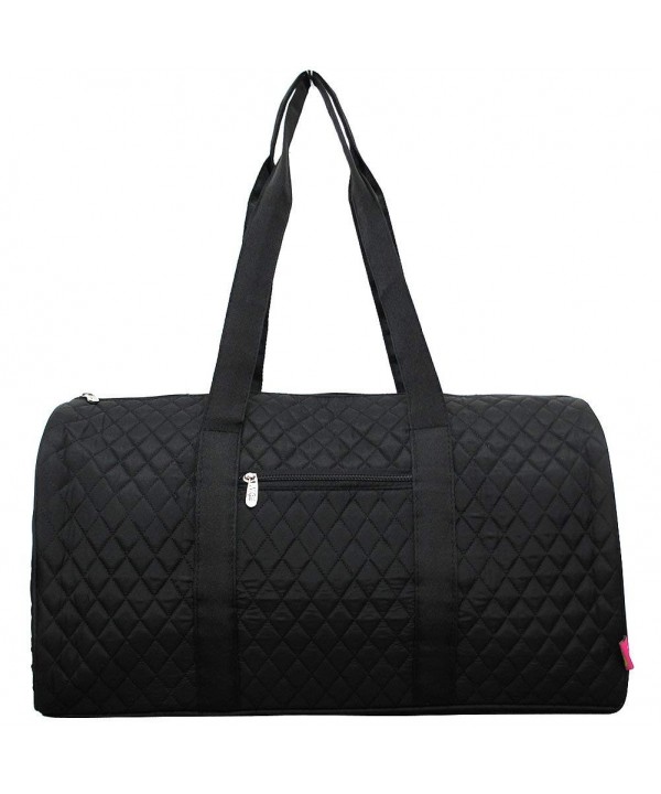 Solid Black Color Quilted Duffle