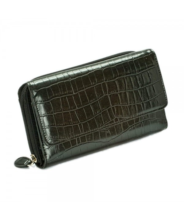 Mundi Wallet Croco Embossed Black