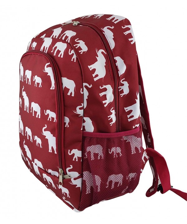 NBN-E-WB-1 Big Backpack Burgundy elephant Pattern Design - CD11U4P885H