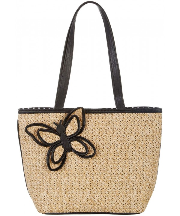 Bueno Butterfly Faux Straw Handbag