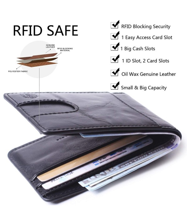 RFID Bifold Slim Leather Thin Minimalist Front Pocket Wallets Men Money ...