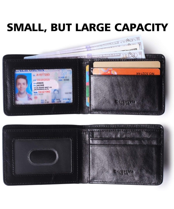 RFID Bifold Slim Leather Thin Minimalist Front Pocket Wallets Men Money ...