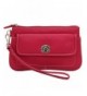 Leather Turn Lock Wristlet Clutch