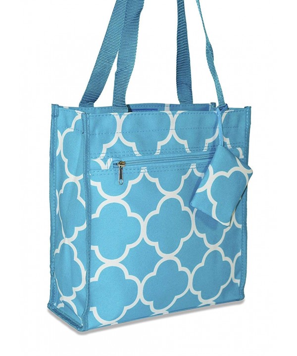 Ever Moda Quatrefoil Tote Teal