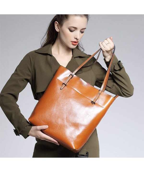 S-ZONE Vintage Genuine Leather Tote Shoulder Bag Handbag Big Large ...