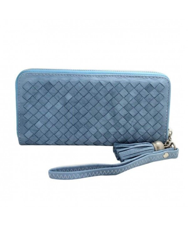 Jytrading Vintage Zipper Handbag Wallet Blue