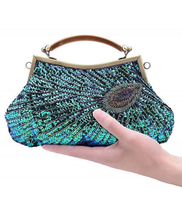 Handbag PEACOCK SEQUINS Evening Handmade