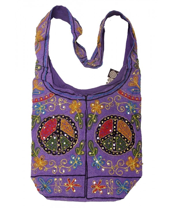 Purple Cotton Embroidery Bohemian Crossbody