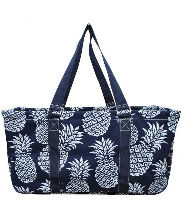 NGIL Themed Prints Utility Tote Shopping Bag - Southern Pineapple-Navy ...