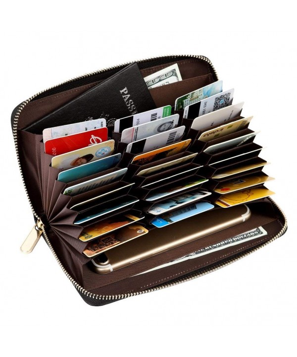 Blocking Leather Holder Organizer Long Black 27