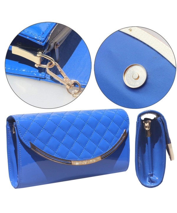 Womens Faux Patent Leather Clutch Handbag Evening Bag Shoulder Bag For ...
