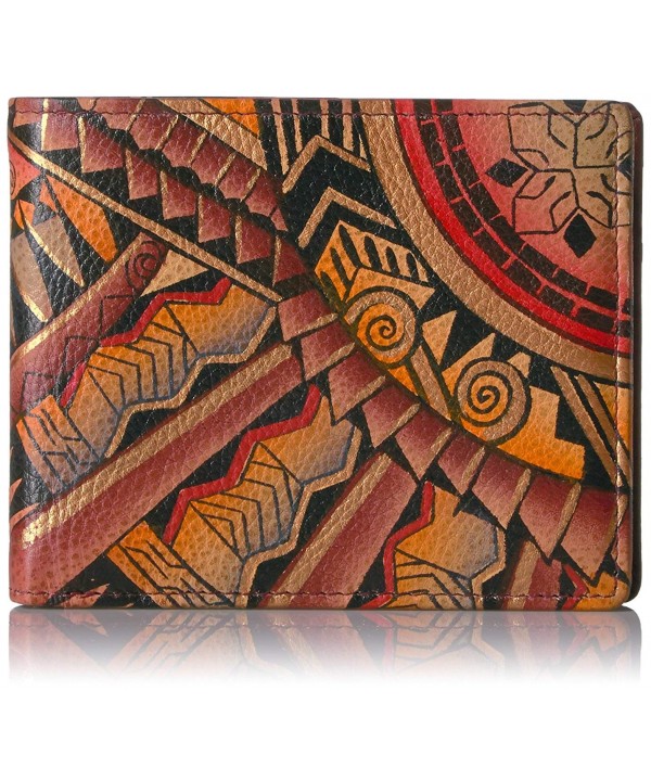 Anuschka Handpainted Leather Wallet Tribal