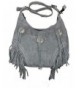 Fringe Leather Shoulder Southwest Cabochon Gray