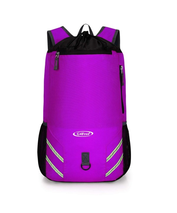 Drawstring Backpack Repellent Lightweight - Purple - CA186HLDMS3