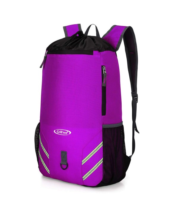 Drawstring Backpack Repellent Lightweight - Purple - CA186HLDMS3