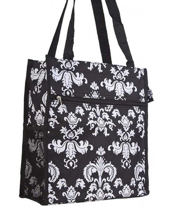 Black Floral Damask Travel Tote