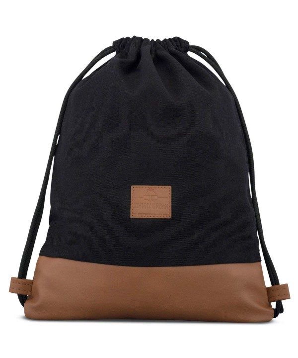 Drawstring Bag Cotton Black Brown