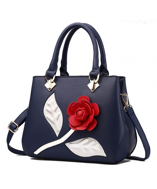 Donalworld Flower Handbag Embroidery Leather