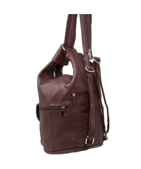 Leather and Non-Leather Trim Shoulder Bag - Dark Brown - C7124WLNSDZ