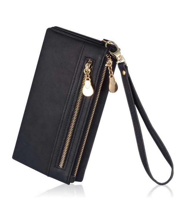 Womens Leather Double Zipper Holder