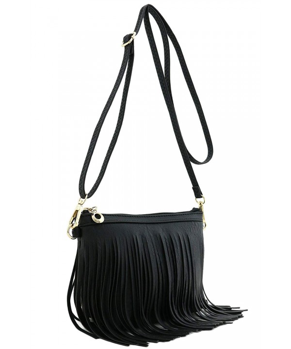 black fringe crossbody purse