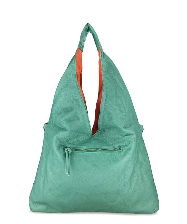 Hobo Shoulder Handbag 2 in 1 Color Block Washed Soft Leather Women Tote ...