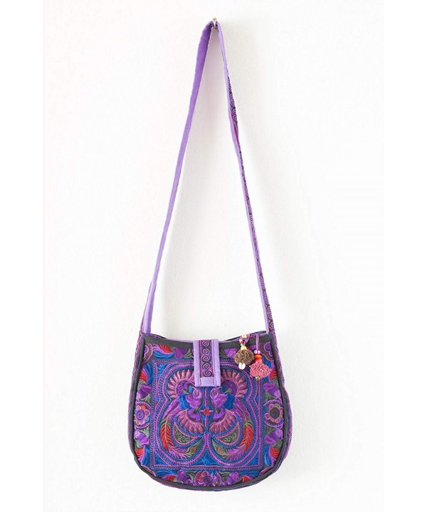 Changnoi Purple Crossbody Embroidered Fabric