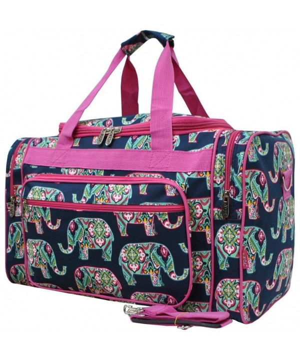 Floral Elephant Print Canvas Duffle