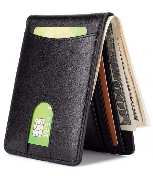 Leather Wallet Pocket Billfold Blocking Black